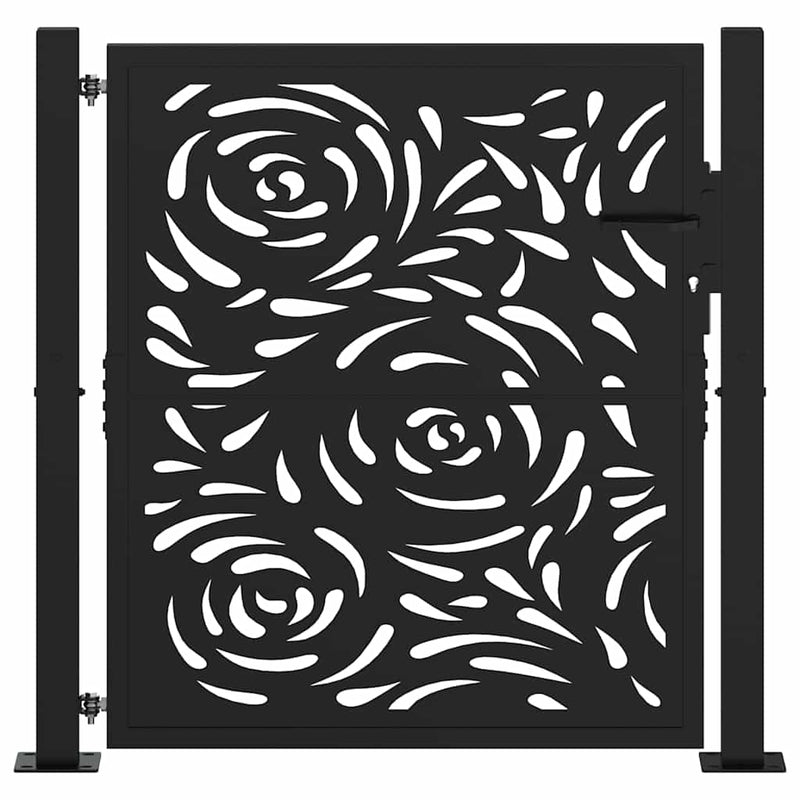 Load image into Gallery viewer, Vidaxl poort met vlamontwerp 100x100 cm staal zwart
