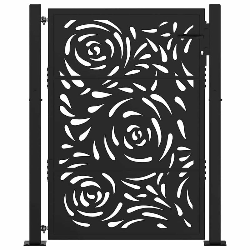 Load image into Gallery viewer, Vidaxl poort met vlamontwerp 100x125 cm staal zwart