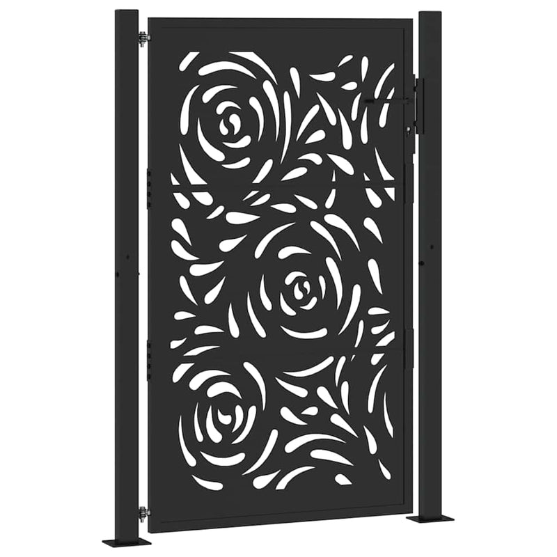 Load image into Gallery viewer, Vidaxl poort met vlamontwerp 100x150 cm staal zwart