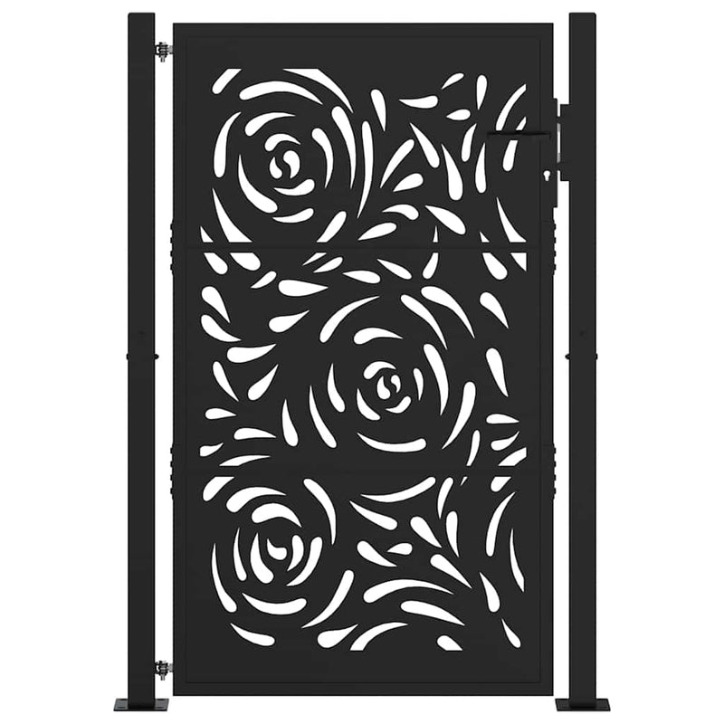 Load image into Gallery viewer, Vidaxl poort met vlamontwerp 100x150 cm staal zwart