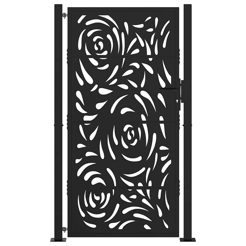 Load image into Gallery viewer, Vidaxl poort met vlamontwerp 100x175 cm staal zwart