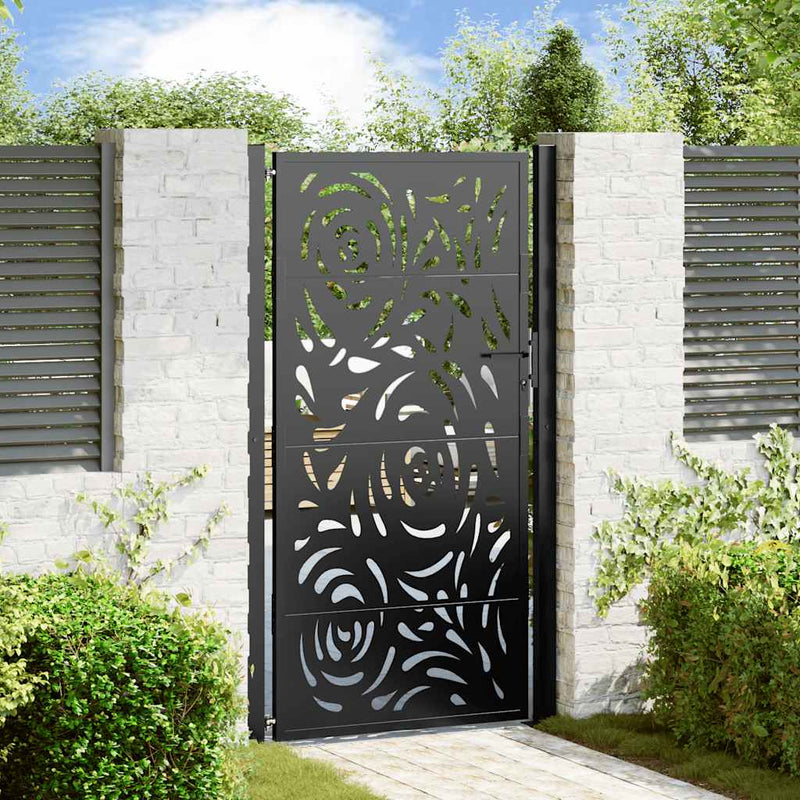 Load image into Gallery viewer, Vidaxl poort met vlamontwerp 100x175 cm staal zwart