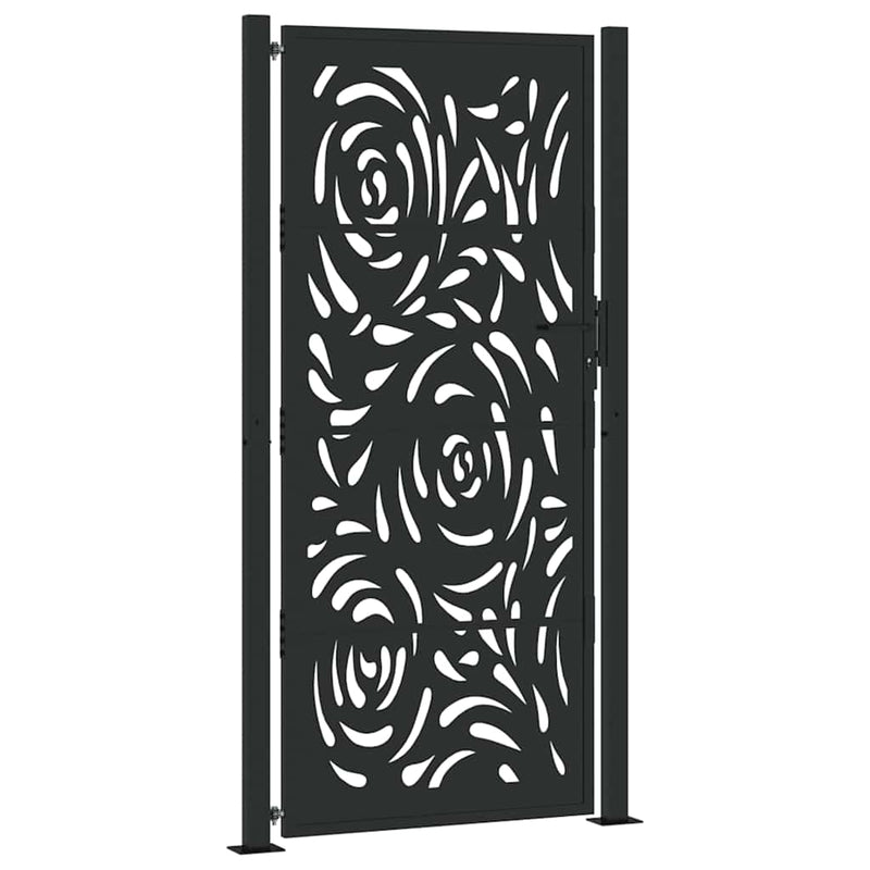 Load image into Gallery viewer, Vidaxl poort met vlamontwerp 100x200 cm staal zwart