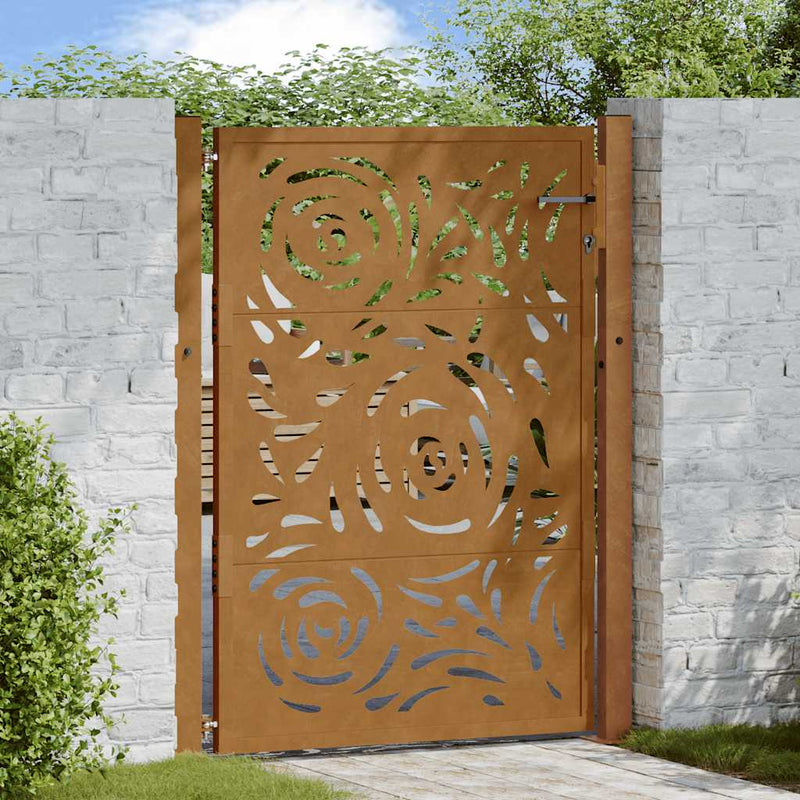 Load image into Gallery viewer, Vidaxl poort met vlamontwerp 100x125 cm weervast staal