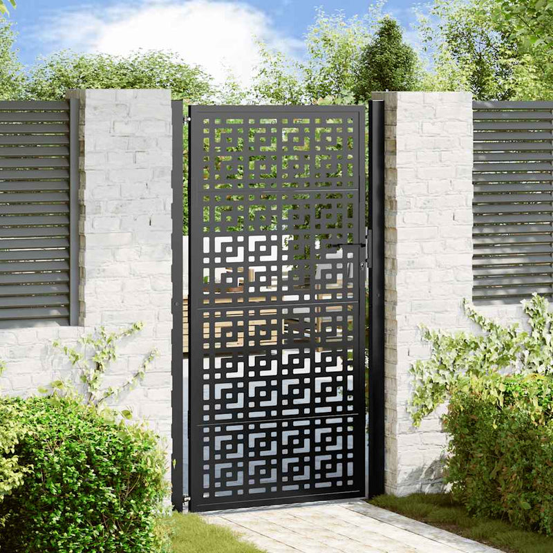 Load image into Gallery viewer, Vidaxl poort met kruisontwerp 100x175 cm staal zwart