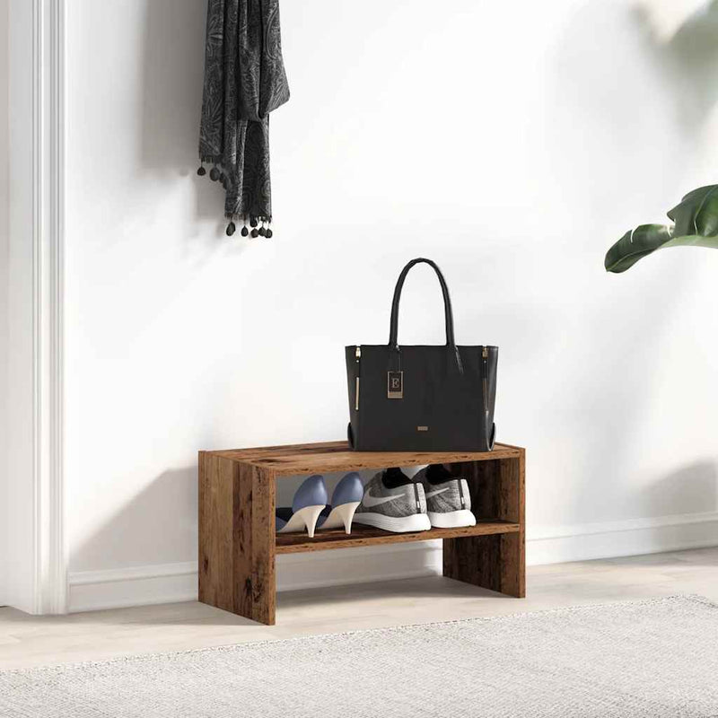 Load image into Gallery viewer, Vidaxl schoenenrek stapelbaar 60x30x30,5 cm oud houtkleurig