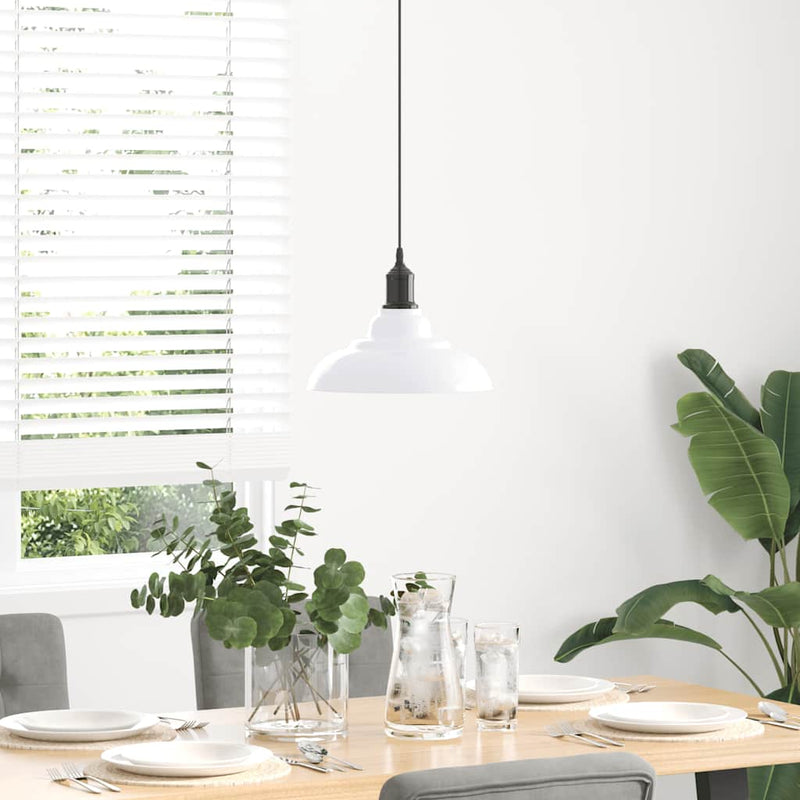 Load image into Gallery viewer, Vidaxl hanglamp in hoogte verstelbaar e27 ø31 cm metaal glanzend wit