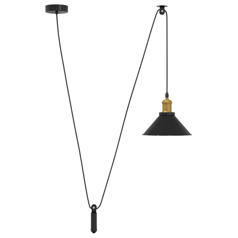 Load image into Gallery viewer, Vidaxl hanglamp in hoogte verstelbaar e27 ø22 cm metaal glanzend zwart