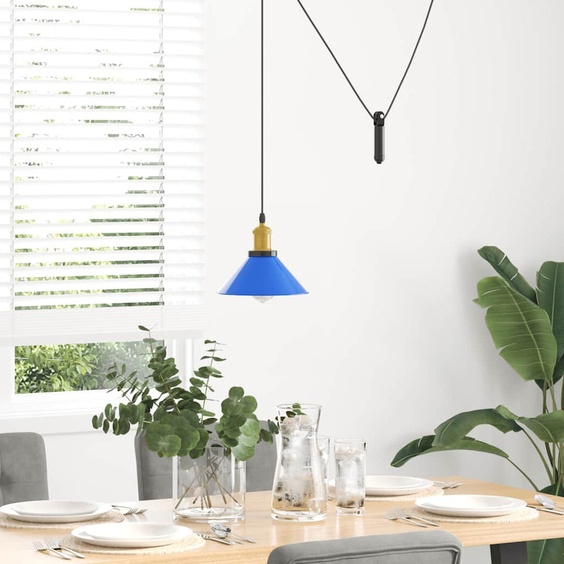 Load image into Gallery viewer, Vidaxl hanglamp in hoogte verstelbaar e27 ø22 cm metaal donkerblauw