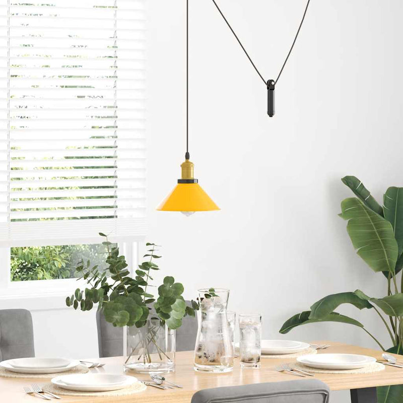 Load image into Gallery viewer, Vidaxl hanglamp in hoogte verstelbaar e27 ø22 cm metaal glanzend geel