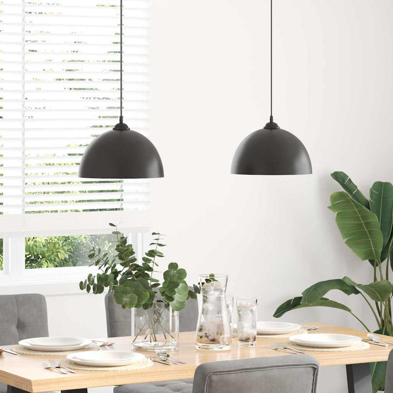 Load image into Gallery viewer, Vidaxl hanglampen 2 st in hoogte verstelbaar e27 30 cm metaal zwart