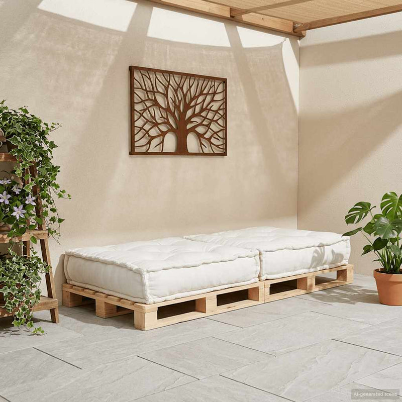 Load image into Gallery viewer, Vidaxl modulaire bankstel 70x70x36 crèmekleurig stof