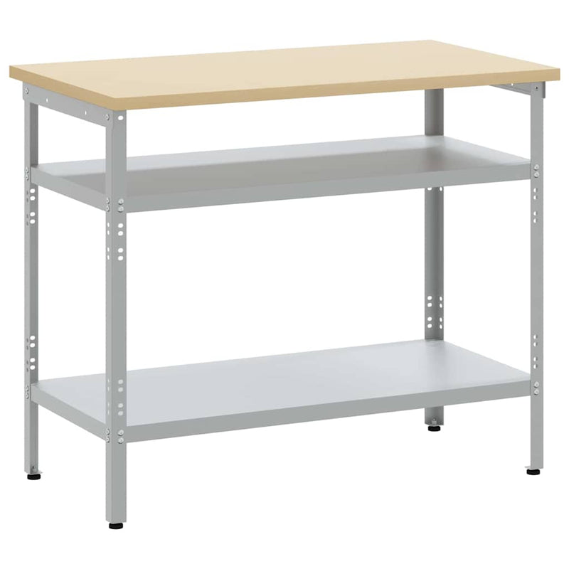 Load image into Gallery viewer, Vidaxl werktafel met plank grijs 100 x 55 x 85 cm gepoedercoat staal