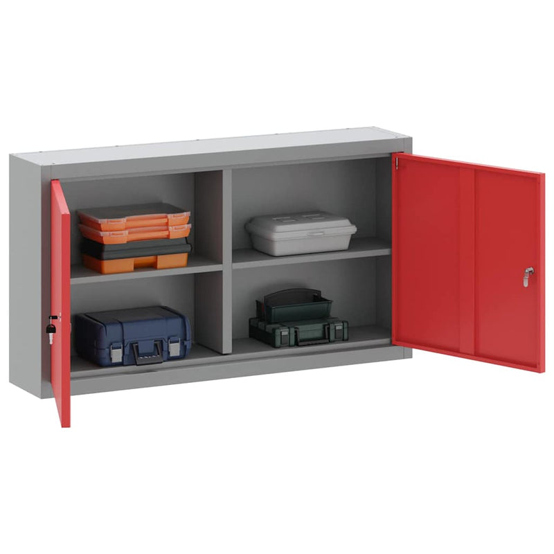 Load image into Gallery viewer, Vidaxl gereedschapskast met plank rood en grijs 50 x 20 x 55 cm