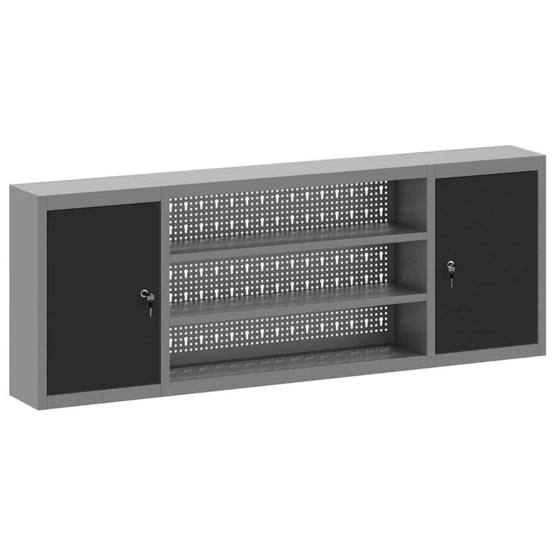 Load image into Gallery viewer, Vidaxl gereedschapskast met plank zwart en grijs 50 x 20 x 55 cm