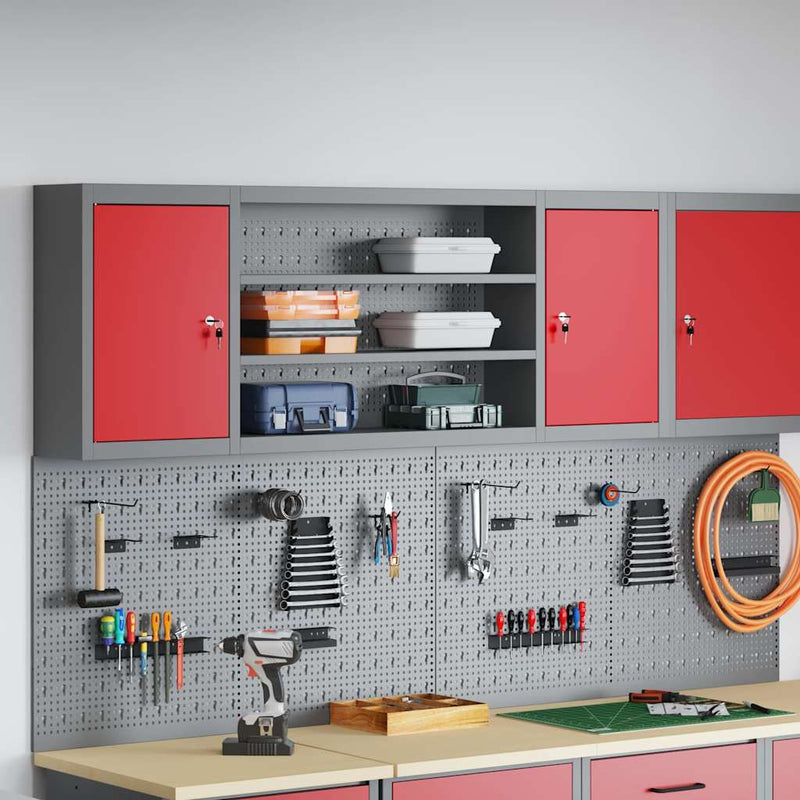 Load image into Gallery viewer, Vidaxl gereedschapskast met plank rood en grijs 50 x 20 x 55 cm