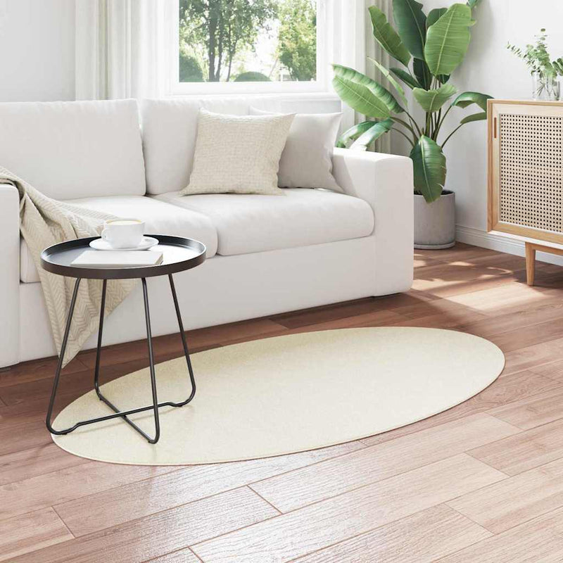 Load image into Gallery viewer, Vidaxl vloerkleden ovaal huarte crème 80 x 150 cm 100% polyester