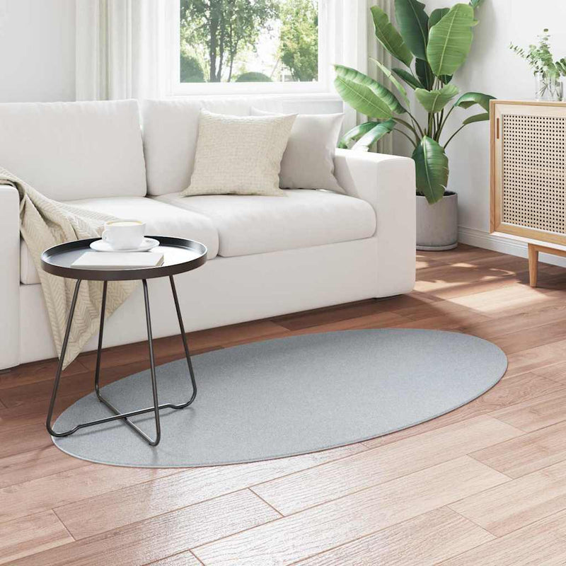 Load image into Gallery viewer, Vidaxl vloerkleden ovaal huarte grijs 80 x 150 cm 100% polyester