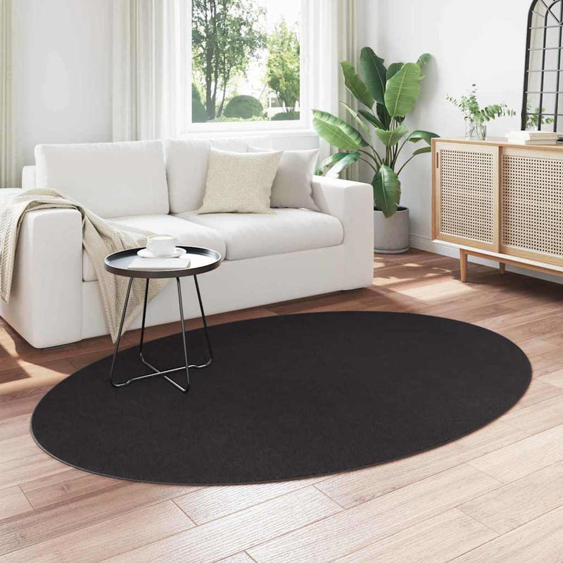 Load image into Gallery viewer, Vidaxl vloerkleden ovaal huarte zwart 140 x 200 cm 100% polyester