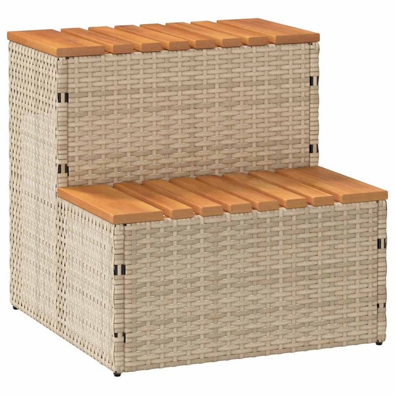 Afbeelding laden in galerijviewer, Vidaxl hottub-opstap 50x50x50,5cm poly rattan massief acaciahout beige