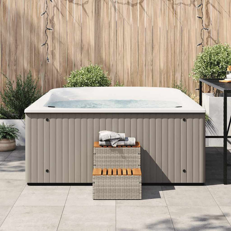 Load image into Gallery viewer, Vidaxl hottub-opstap 50x50x50,5 cm poly rattan massief acaciahout