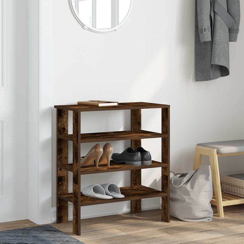 Load image into Gallery viewer, Vidaxl schoenenrek 61x32x70 cm bewerkt hout gerookt eikenkleurig