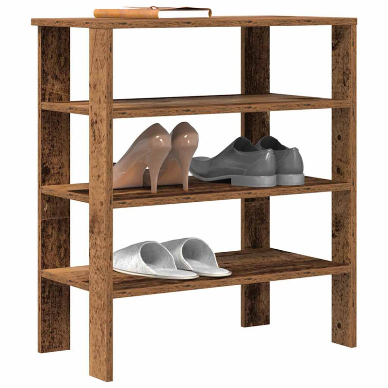 Load image into Gallery viewer, Vidaxl schoenenrek 61x32x70 cm bewerkt hout oud houtkleurig