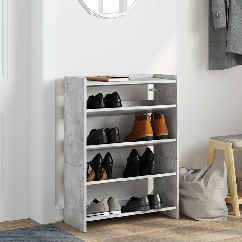 Load image into Gallery viewer, Vidaxl schoenenrek 60x25x81 cm bewerkt hout betongrijs