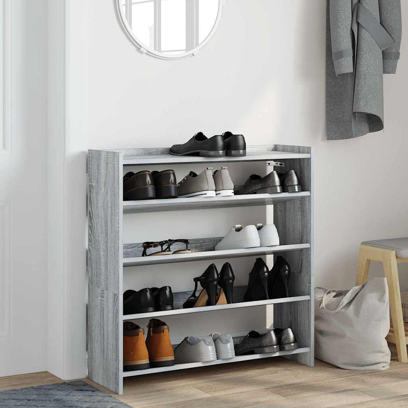 Load image into Gallery viewer, Vidaxl schoenenrek 80x25x81 cm bewerkt hout grijs sonoma eikenkleur