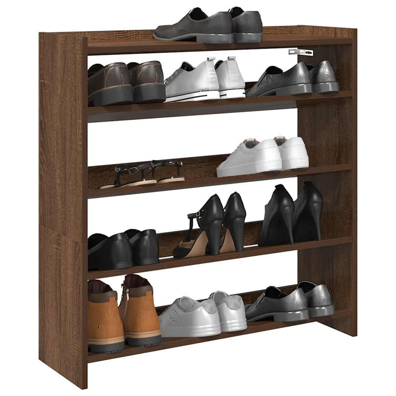 Load image into Gallery viewer, Vidaxl schoenenrek 80x25x81 cm bewerkt hout bruin eikenkleur