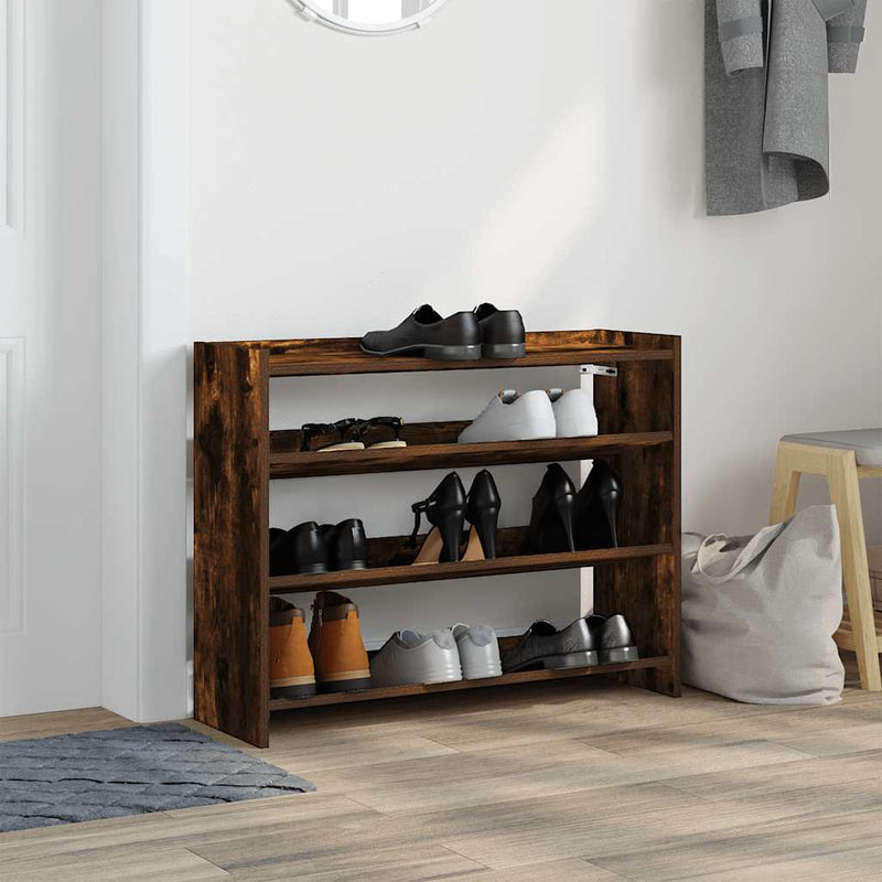 Load image into Gallery viewer, Vidaxl schoenenrek 80x25x62 cm bewerkt hout gerookt eikenkleurig