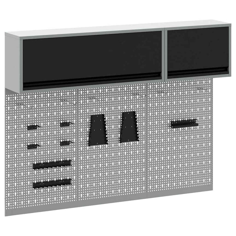 Load image into Gallery viewer, Vidaxl gereedschapskast set met plank 5 pcs zwart gepoedercoat staal