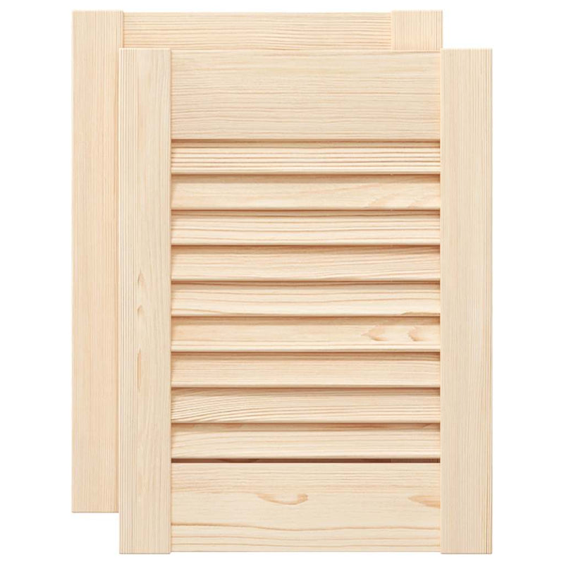 Load image into Gallery viewer, Vidaxl kastdeuren met lamellen 2 st 39,5x29,5 cm massief grenenhout