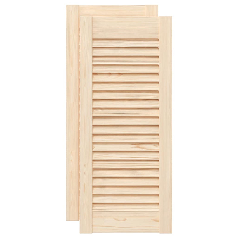 Load image into Gallery viewer, Vidaxl kastdeuren met lamellen 2 st 69x29,5 cm massief grenenhout