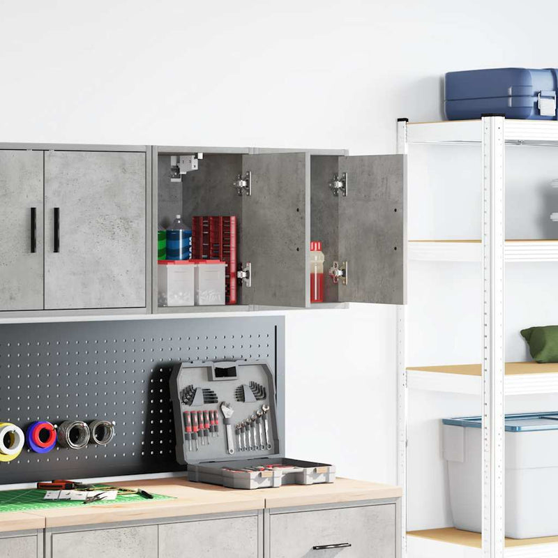 Load image into Gallery viewer, Vidaxl garagewandkasten 2 st bewerkt hout betongrijs
