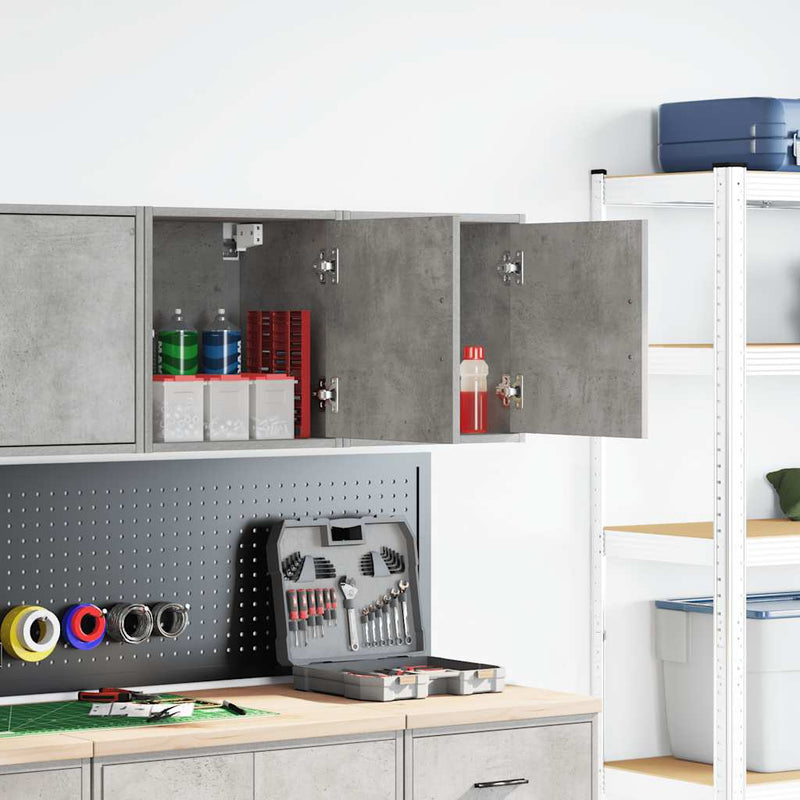 Load image into Gallery viewer, Vidaxl garagewandkasten 2 st bewerkt hout betongrijs