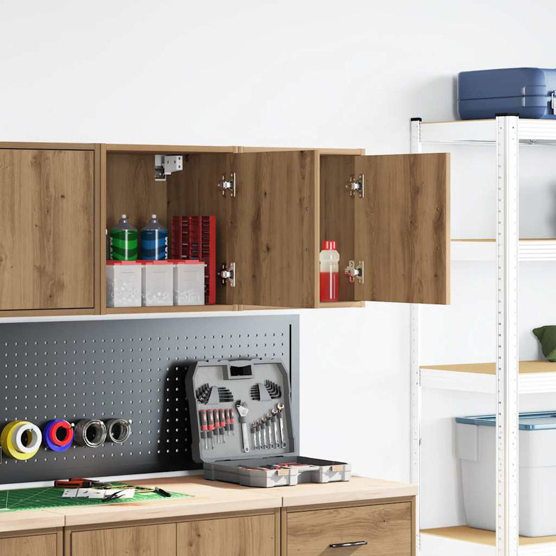 Load image into Gallery viewer, Vidaxl garagewandkasten 2 st spaanplaat ambachtelijk eikenhout