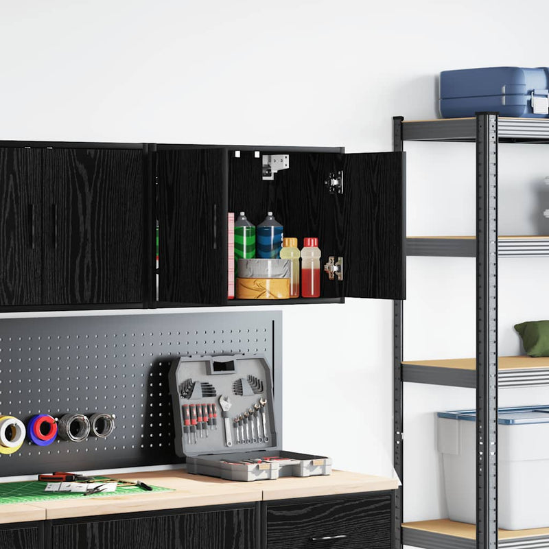 Load image into Gallery viewer, Vidaxl garagewandkast spaanplaat zwart