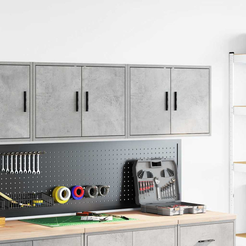 Load image into Gallery viewer, Vidaxl garagewandkasten 2 st bewerkt hout betongrijs