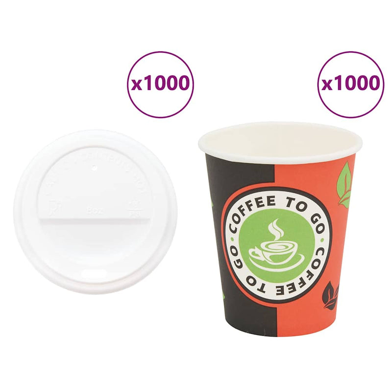 Load image into Gallery viewer, Vidaxl papieren koffiekopjes met deksel 1000 st 8oz 240 ml