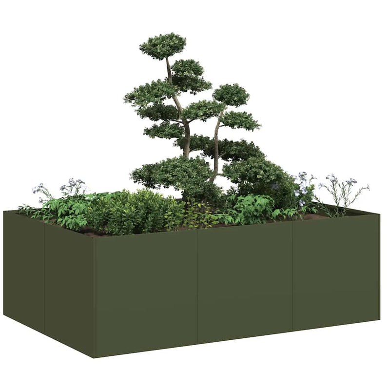Load image into Gallery viewer, Vidaxl plantenbak 120x80x40 cm staal olijfgroen