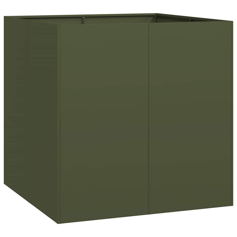 Load image into Gallery viewer, Vidaxl plantenbak 80x80x80 cm staal olijfgroen