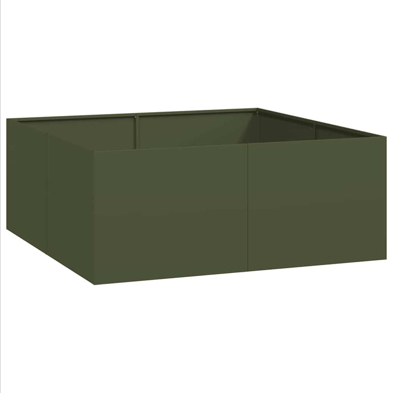 Load image into Gallery viewer, Vidaxl plantenbak 100x100x40 cm staal olijfgroen