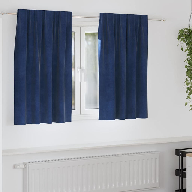 Load image into Gallery viewer, Vidaxl verduisterende gordijnen 2 pcs donkerblauw 140 x 140 cm fluweel