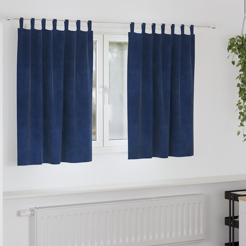 Load image into Gallery viewer, Vidaxl verduisterende gordijnen 2 pcs donkerblauw 140 x 140 cm fluweel