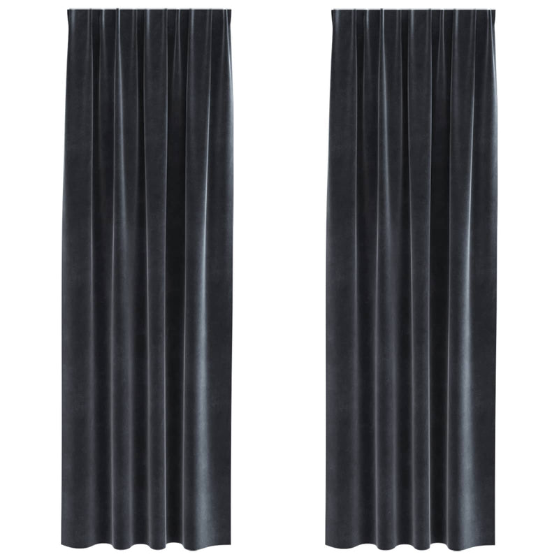 Load image into Gallery viewer, Vidaxl verduisterende gordijnen 2 pcs donkergrijs 140 x 225 cm fluweel