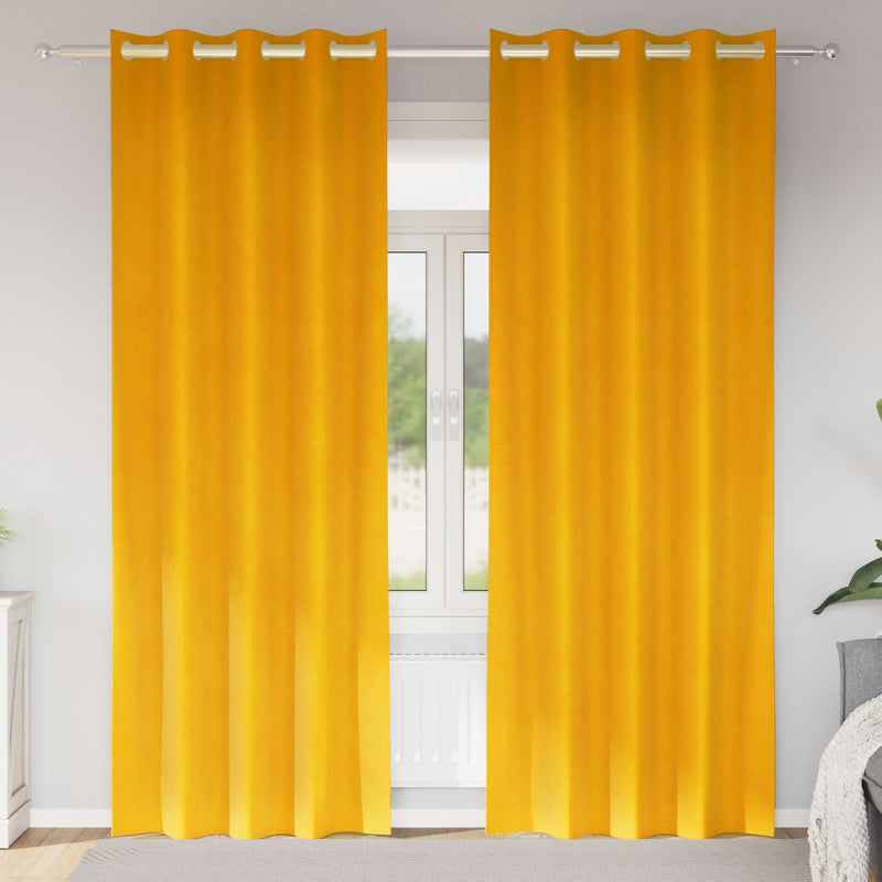 Load image into Gallery viewer, Vidaxl verduisterende gordijnen 2 pcs mosterdgeel 140 x 260 cm fluweel