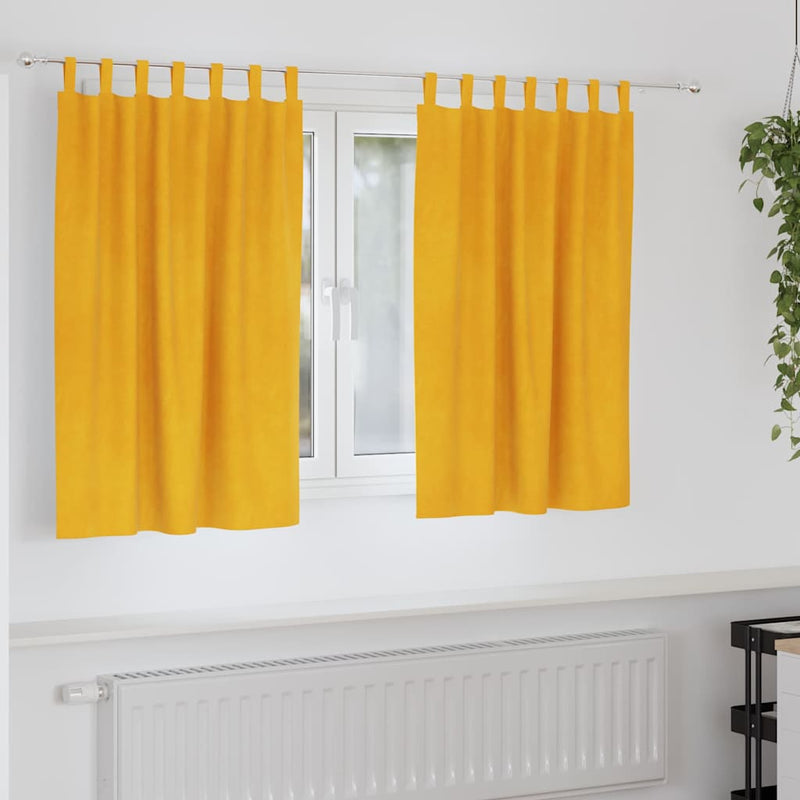 Load image into Gallery viewer, Vidaxl verduisterende gordijnen 2 pcs mosterdgeel 140 x 140 cm fluweel