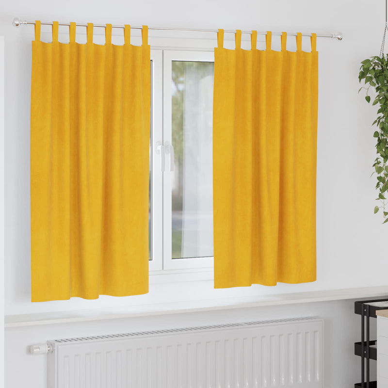 Load image into Gallery viewer, Vidaxl verduisterende gordijnen 2 pcs mosterdgeel 140 x 175 cm fluweel
