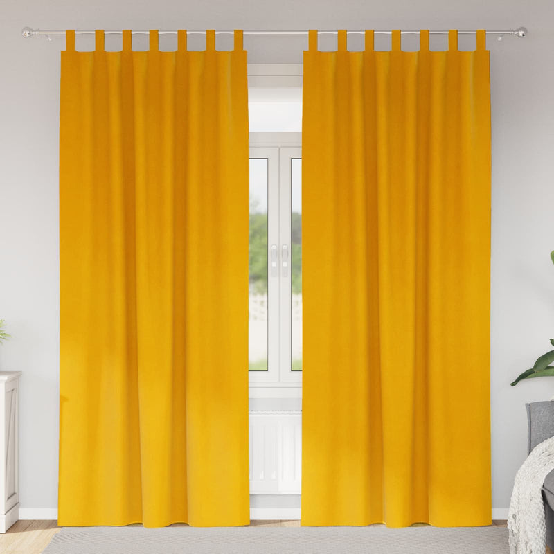 Load image into Gallery viewer, Vidaxl verduisterende gordijnen 2 pcs mosterdgeel 140 x 245 cm fluweel